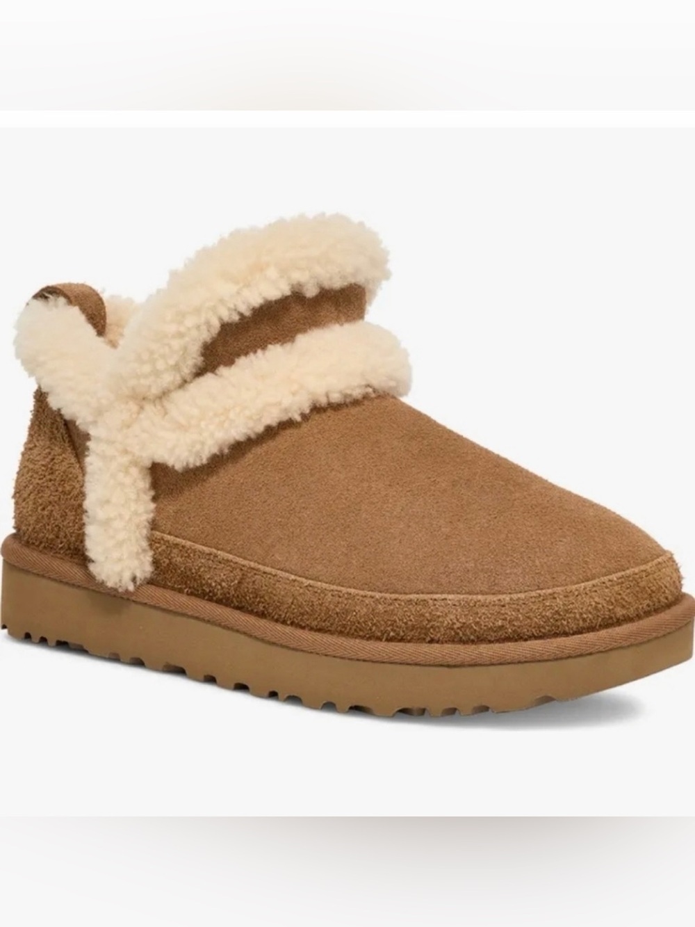 UGG Classic Ultra Mini Spillseam genuine shearling bootie boots womens sz 6